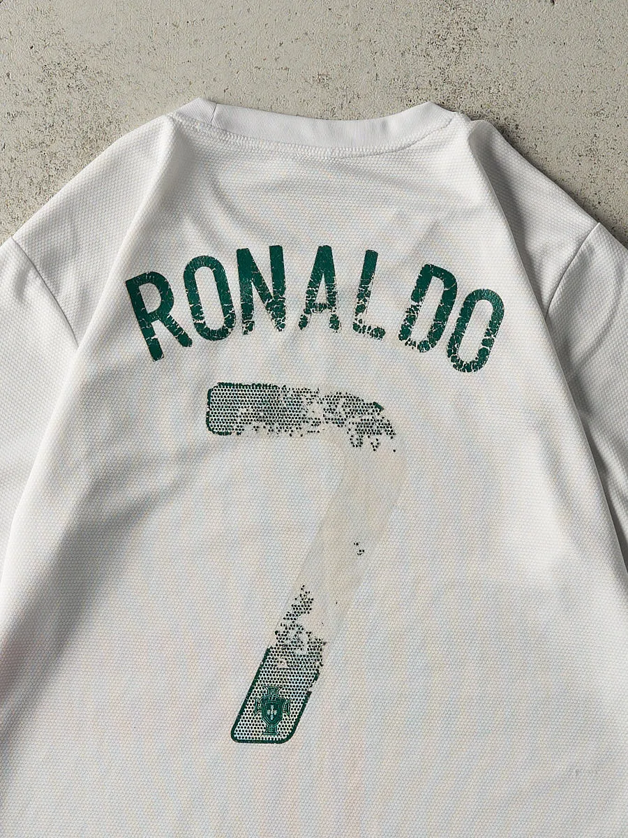 Vintage Y2K White Nike Portugal #7 Christiano Ronaldo World Cup Soccer Jersey (L/XL) sold by Rebalance Vintage product image thumbnail 4