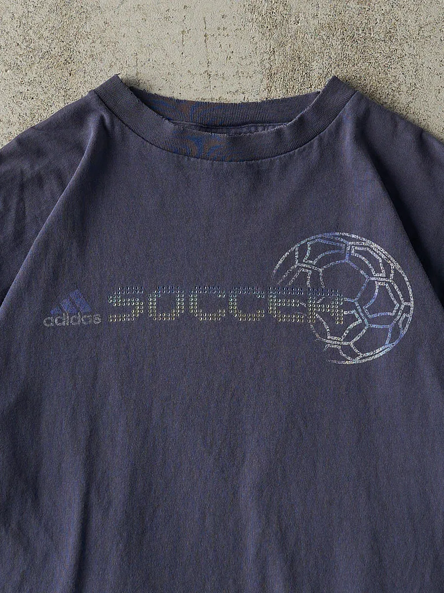 Vintage 90s Navy Blue Adidas Soccer Tee (L) sold by Rebalance Vintage product image thumbnail 2