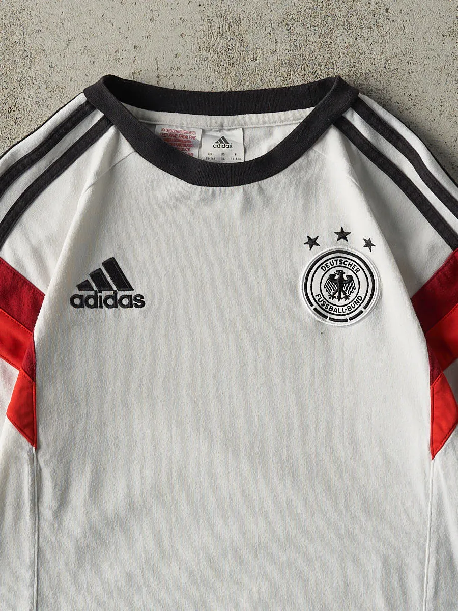 Vintage Y2K White Germany Adidas Soccer Jersey Style Tee (S/M) sold by Rebalance Vintage product image thumbnail 2