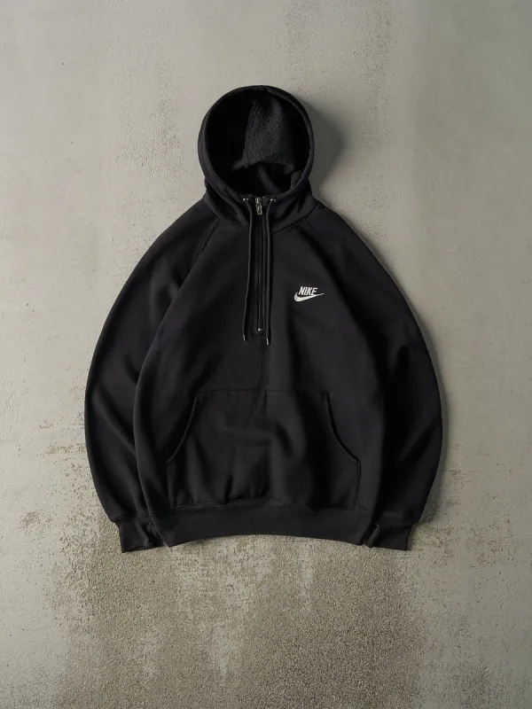 Vintage 90s Black Nike Embroidered Quarter Zip Hoodie (L) sold by Rebalance Vintage