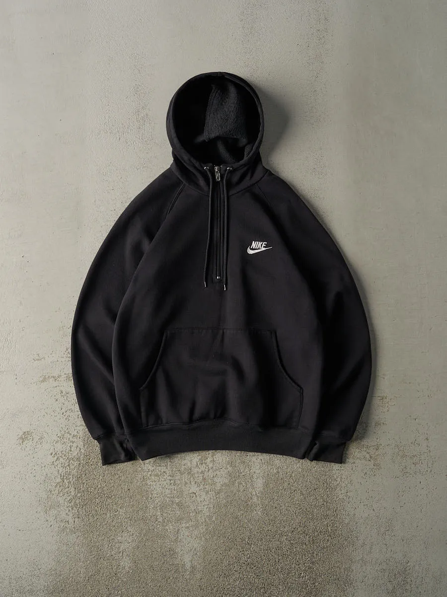 Vintage 90s Black Nike Embroidered Quarter Zip Hoodie (L) sold by Rebalance Vintage