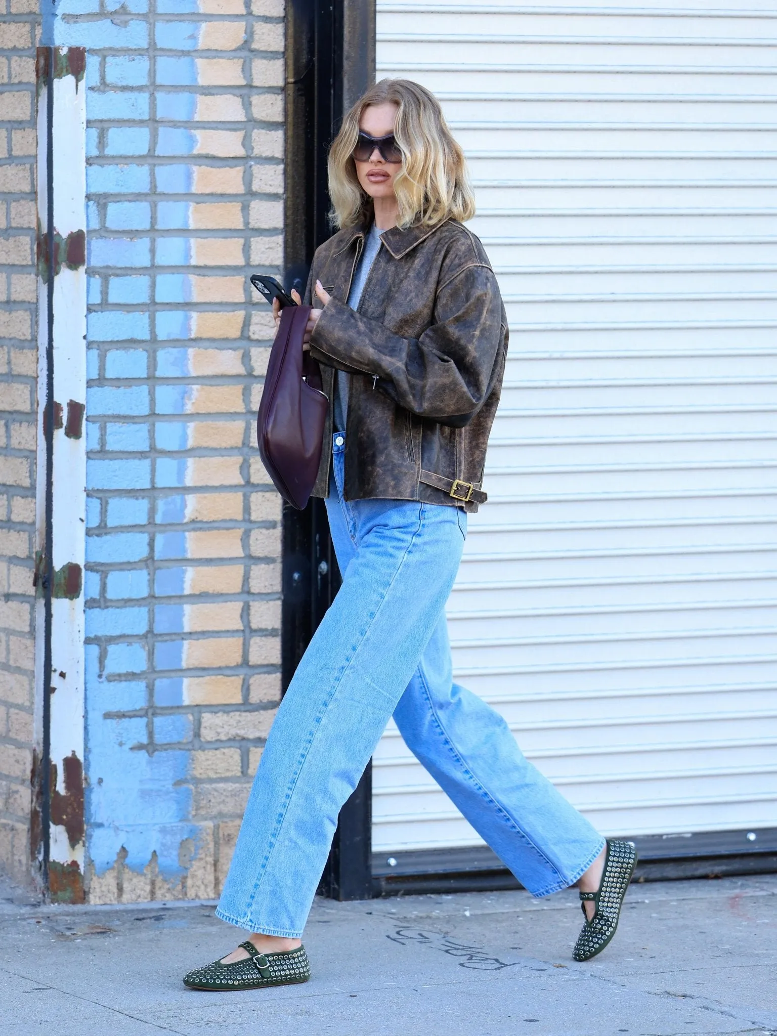 Everyday Boxy Leather Jacket - Washed Black sold by Rebalance Vintage product image thumbnail 5