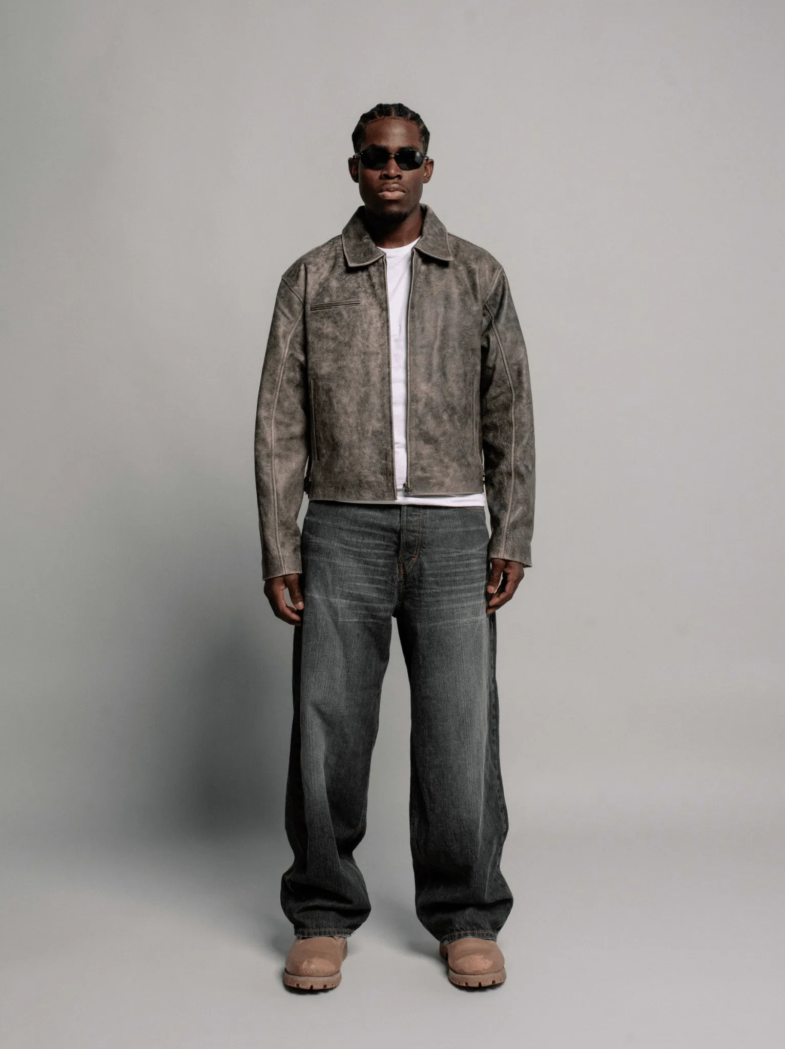 Everyday Boxy Leather Jacket - Washed Black sold by Rebalance Vintage product image thumbnail 2