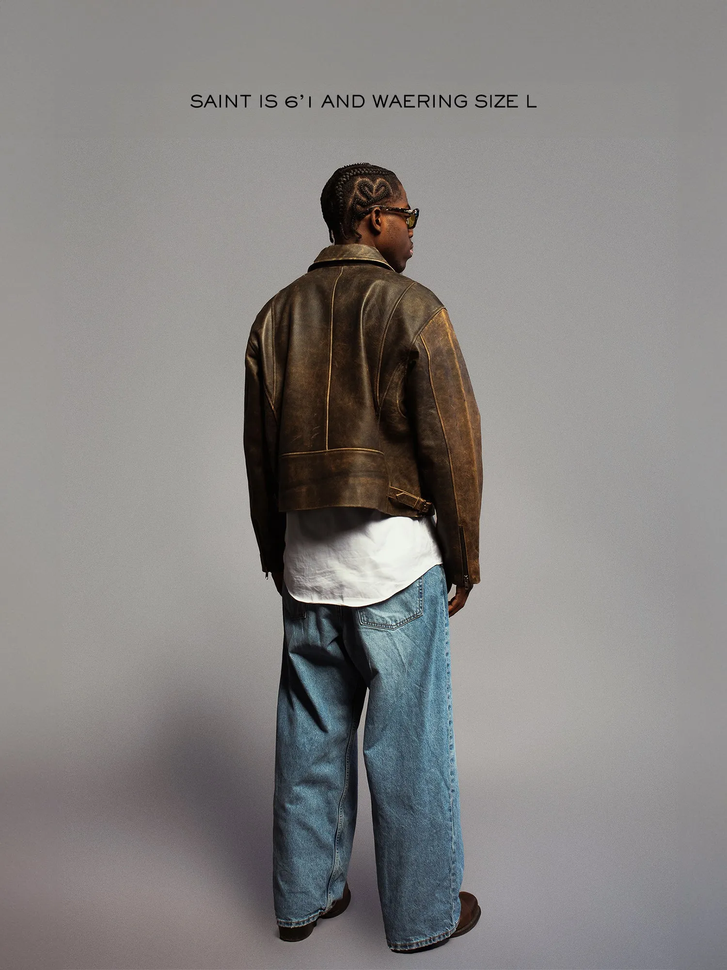 Everyday Boxy Leather Jacket - Brown sold by Rebalance Vintage product image thumbnail 3