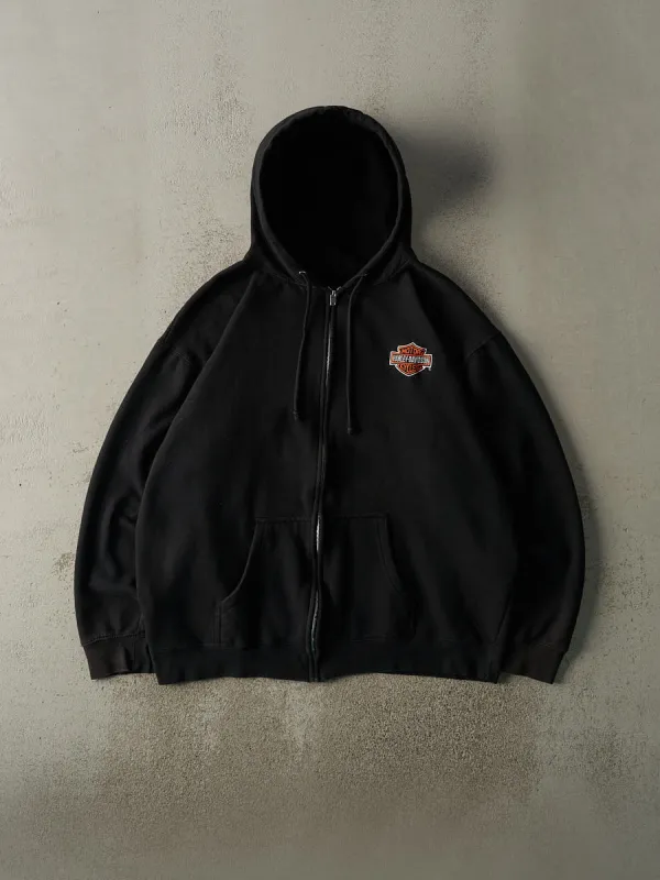 Vintage 90s Black Harley Davidson Zip Up Hoodie (XXL) sold by Rebalance Vintage
