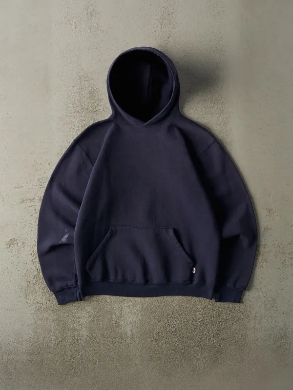Vintage 90s Navy Blue Russell Athletic Blank Hoodie (M) sold by Rebalance Vintage
