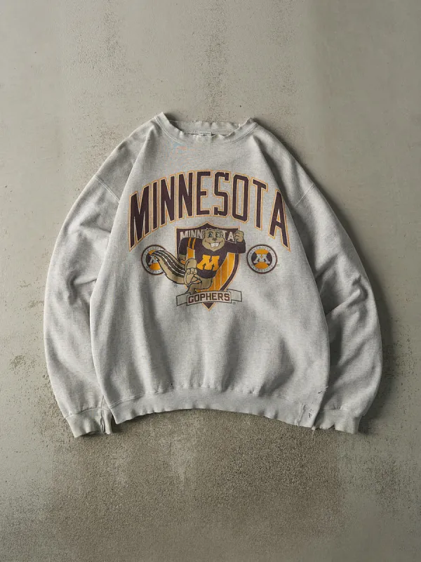 Vintage 90s Heather Grey University of Minnesota Gophers Crewneck (L/XL) sold by Rebalance Vintage