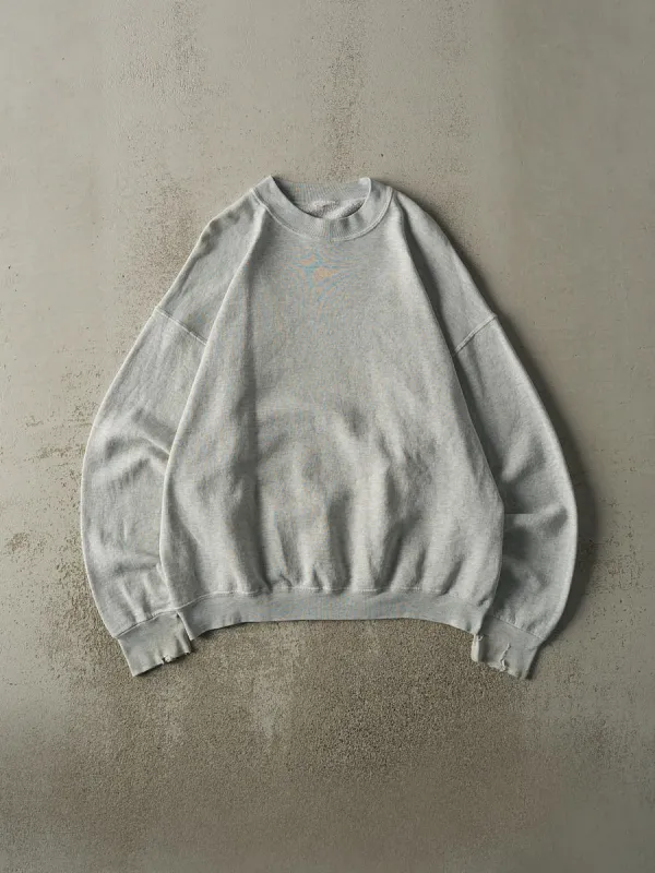 Vintage 90s Heather Grey Blank Crewneck (L) sold by Rebalance Vintage