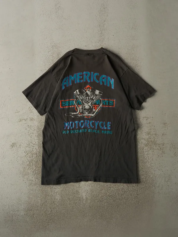 Vintage 80s Faded Black American Motorcycle Pocket Tee (L) sold by Rebalance Vintage