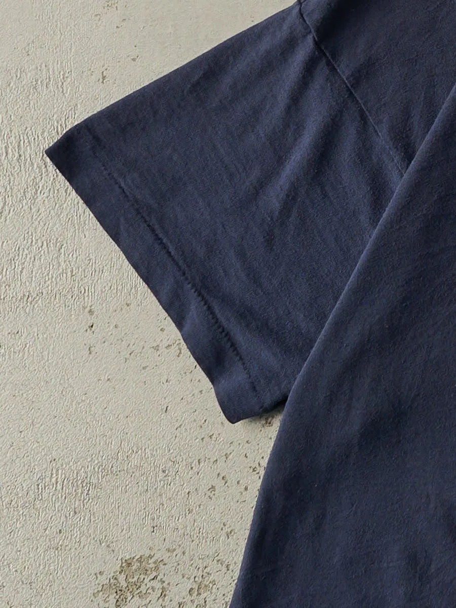 Vintage 80s Navy Blue Blank Single Stitch Tee (S/M) sold by Rebalance Vintage product image thumbnail 3