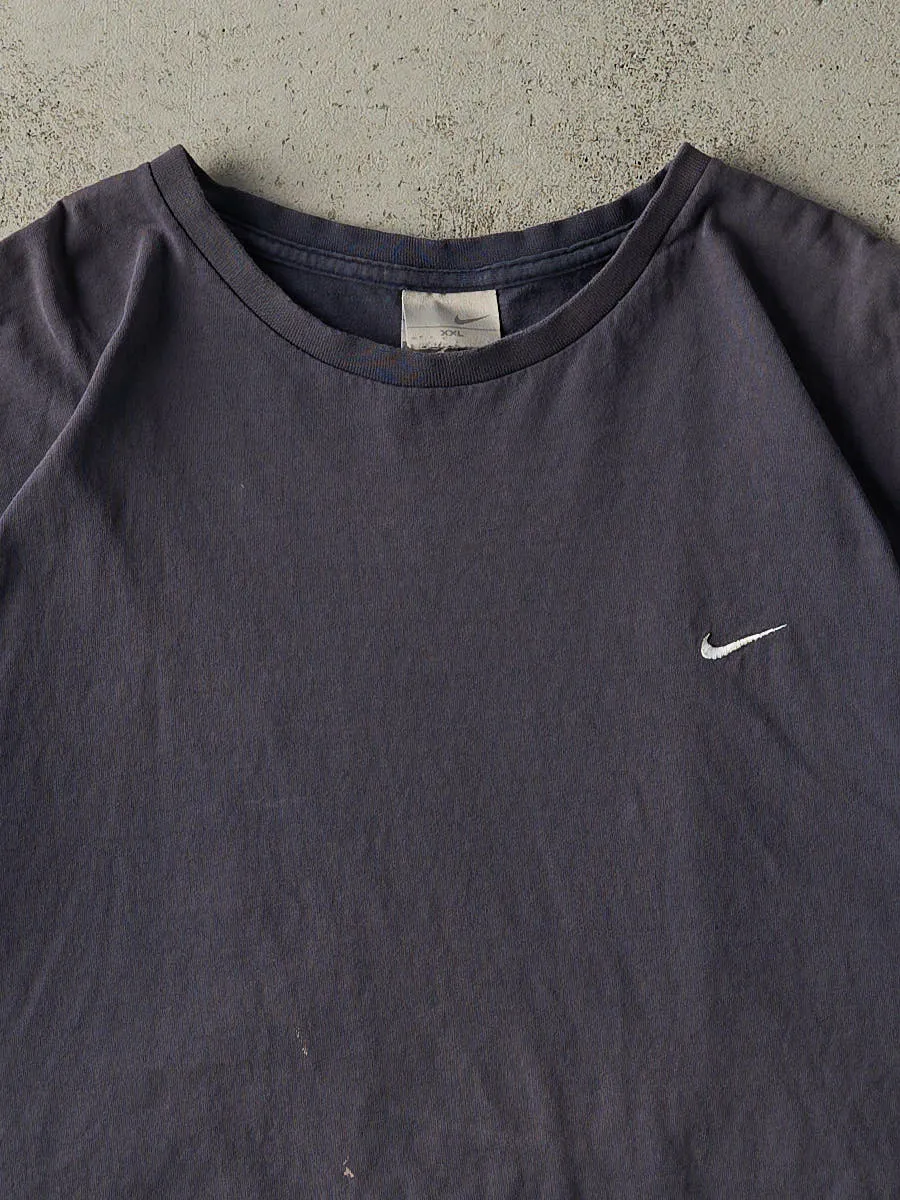 Vintage Y2K Sun Faded Navy Embroidered Nike Swoosh Tee (XL/XXL) sold by Rebalance Vintage product image thumbnail 2