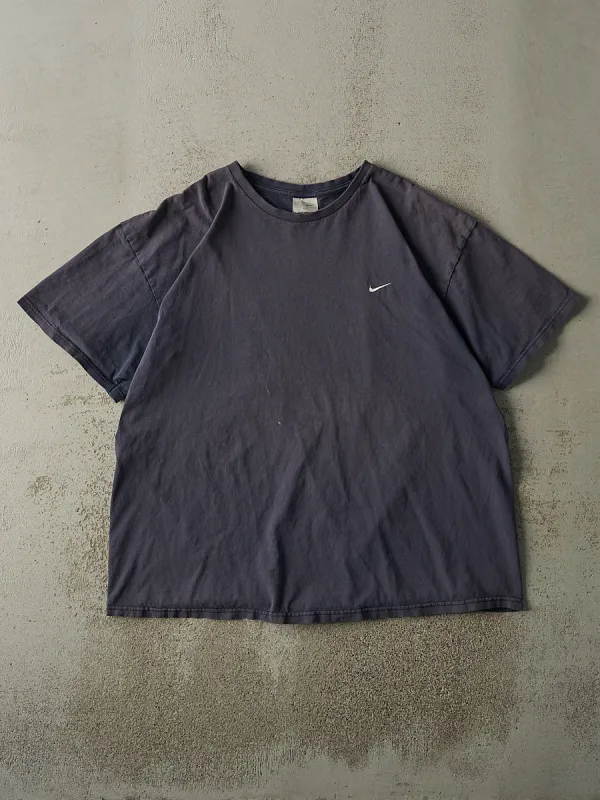 Vintage Y2K Sun Faded Navy Embroidered Nike Swoosh Tee (XL/XXL) sold by Rebalance Vintage