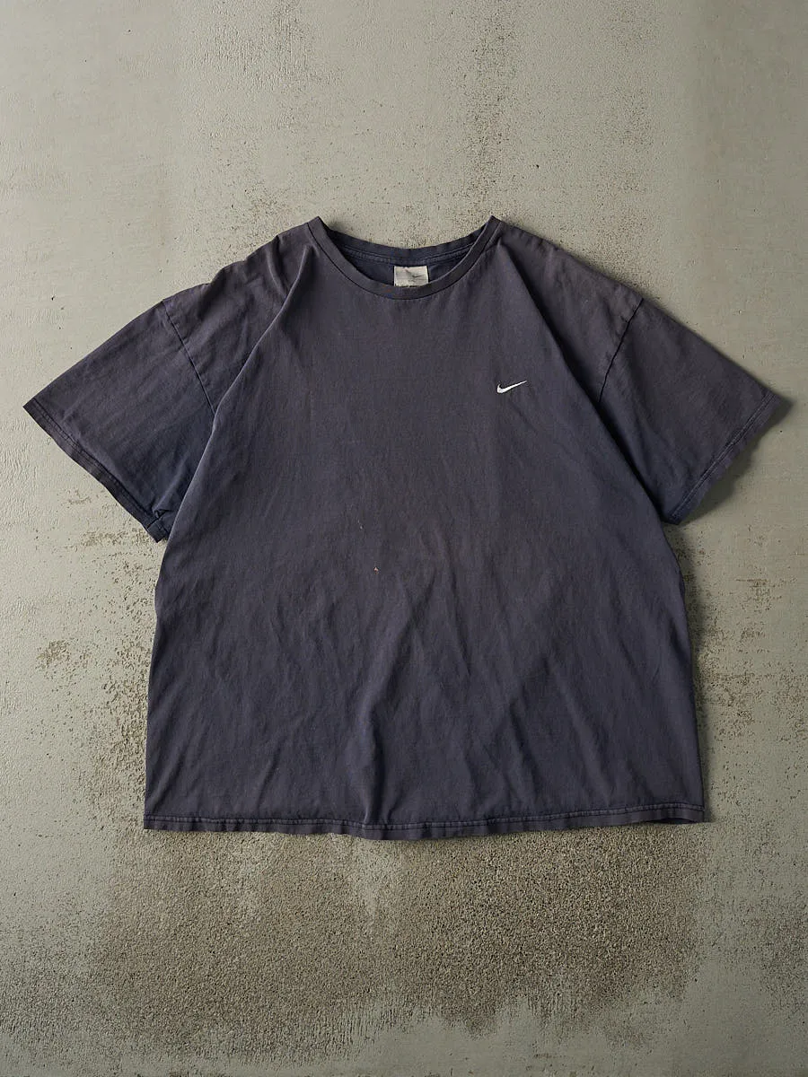 Vintage Y2K Sun Faded Navy Embroidered Nike Swoosh Tee (XL/XXL) sold by Rebalance Vintage