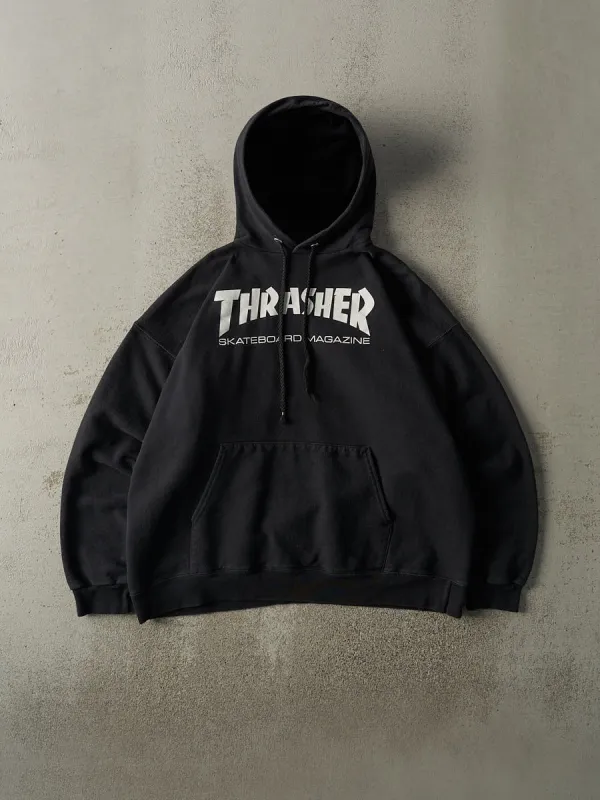 Vintage Y2K Black Thrasher Skateboard Magazine Hoodie (L) sold by Rebalance Vintage