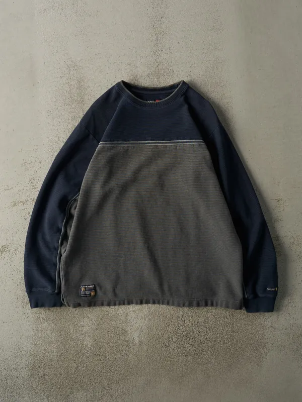 Vintage Y2K Navy Blue & Grey Point Zero Long Sleeve (L) sold by Rebalance Vintage