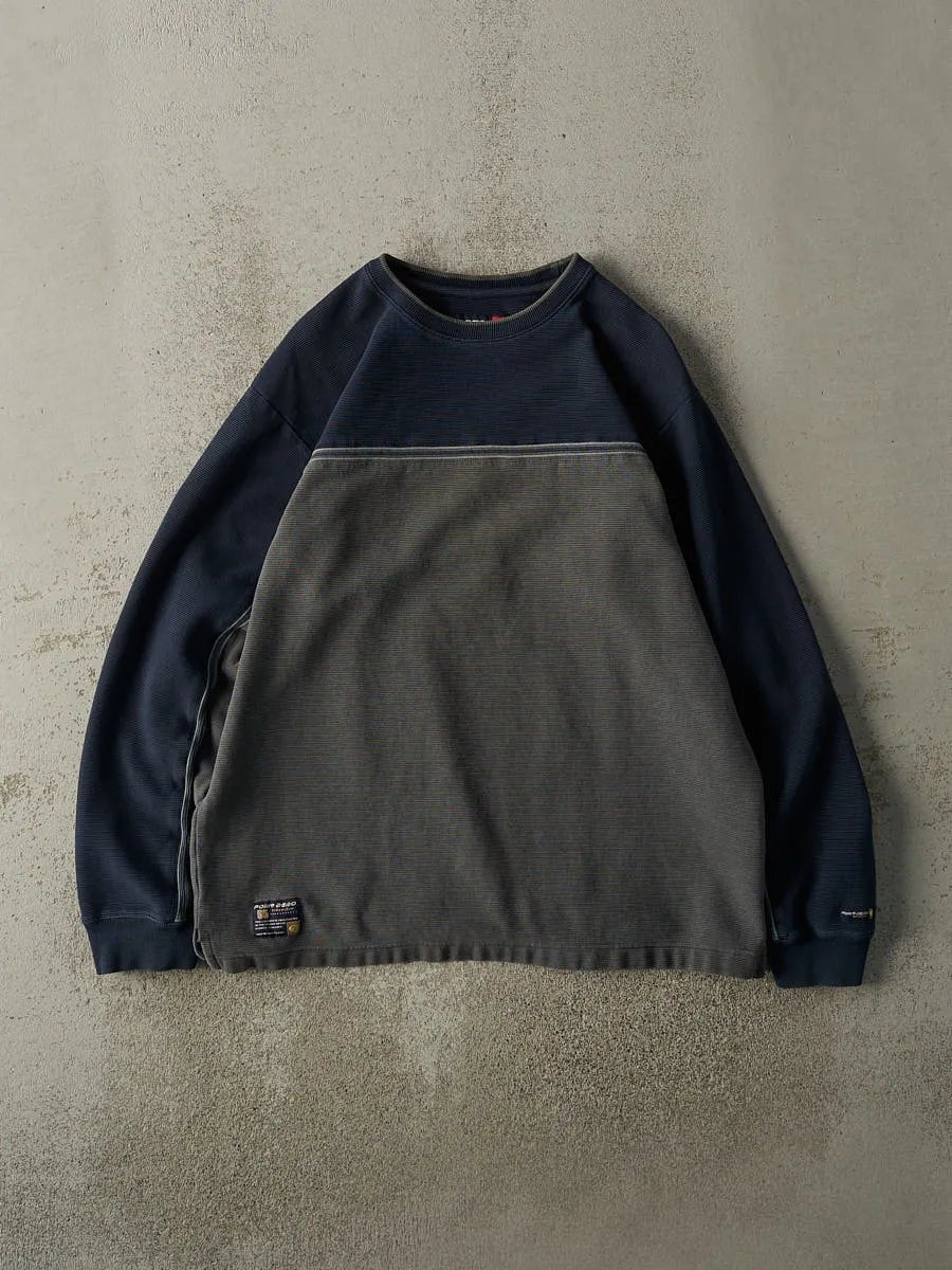 Vintage Y2K Navy Blue & Grey Point Zero Long Sleeve (L) sold by Rebalance Vintage