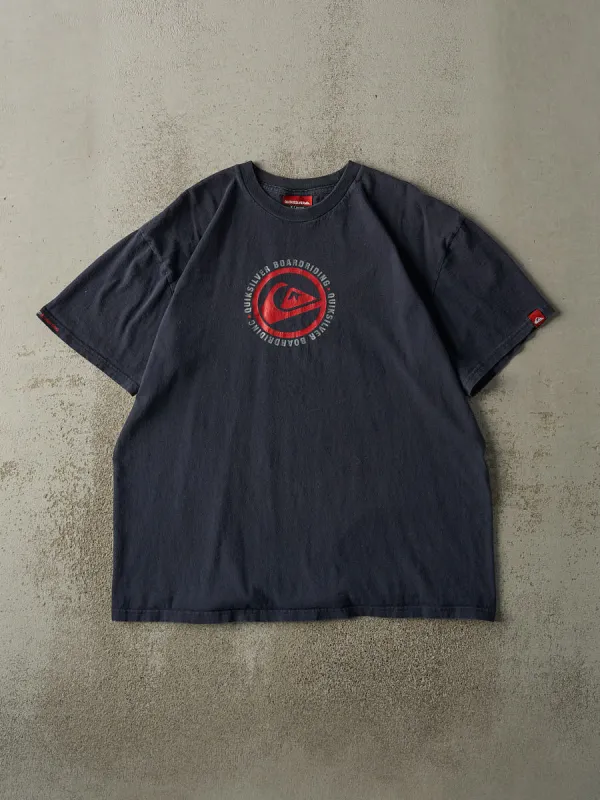 Vintage Y2K Navy Blue Quiksilver Logo Tee (L/XL) sold by Rebalance Vintage