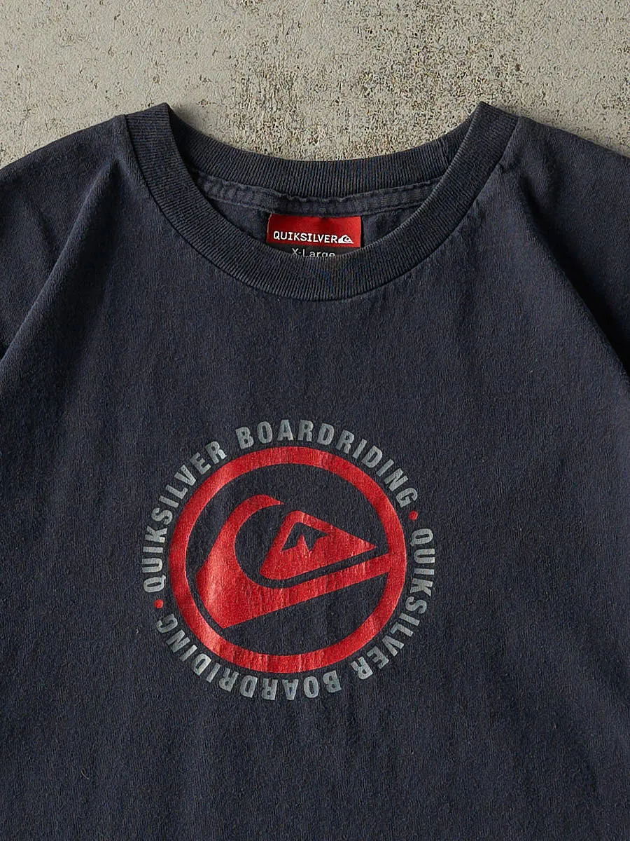 Vintage Y2K Navy Blue Quiksilver Logo Tee (L/XL) sold by Rebalance Vintage product image thumbnail 2