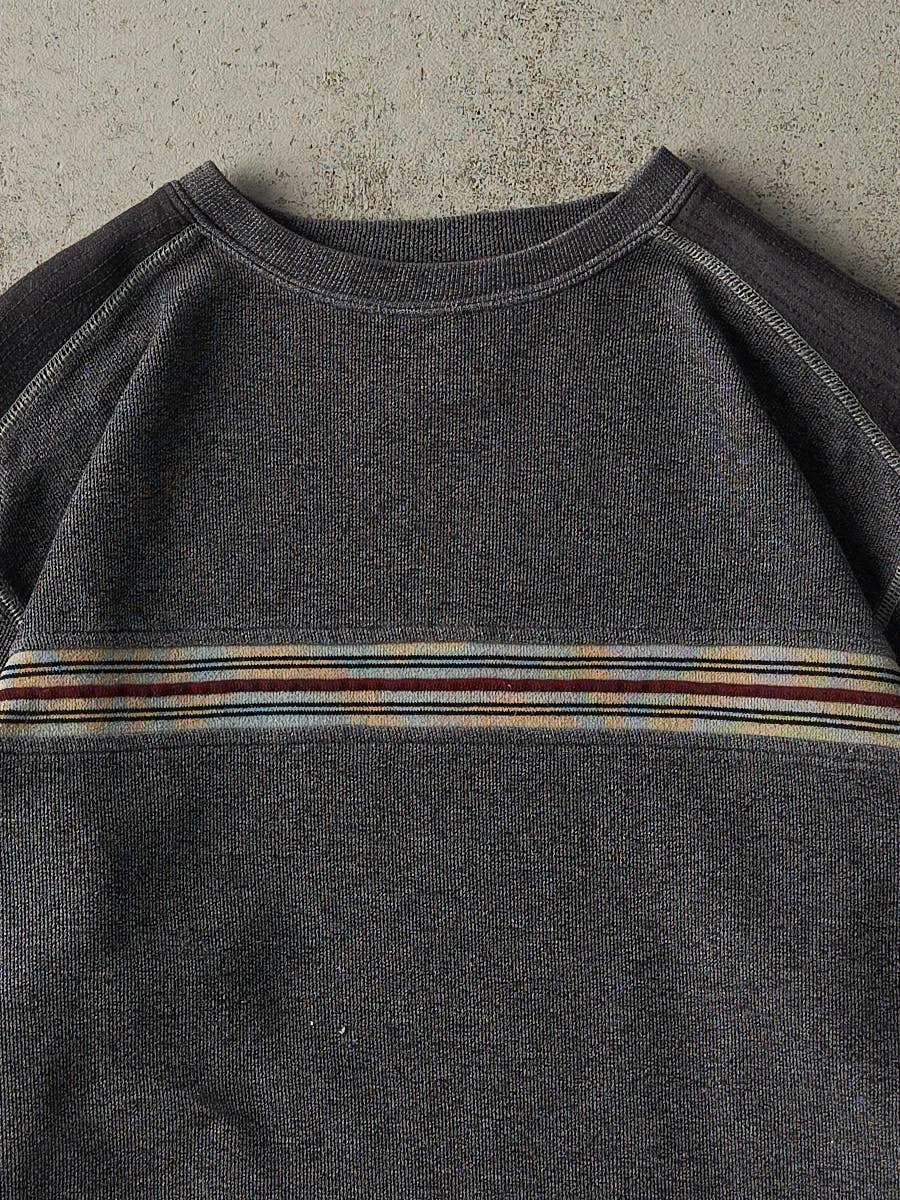 Vintage Y2K Grey Striped Thermal Long Sleeve (L) sold by Rebalance Vintage product image thumbnail 2