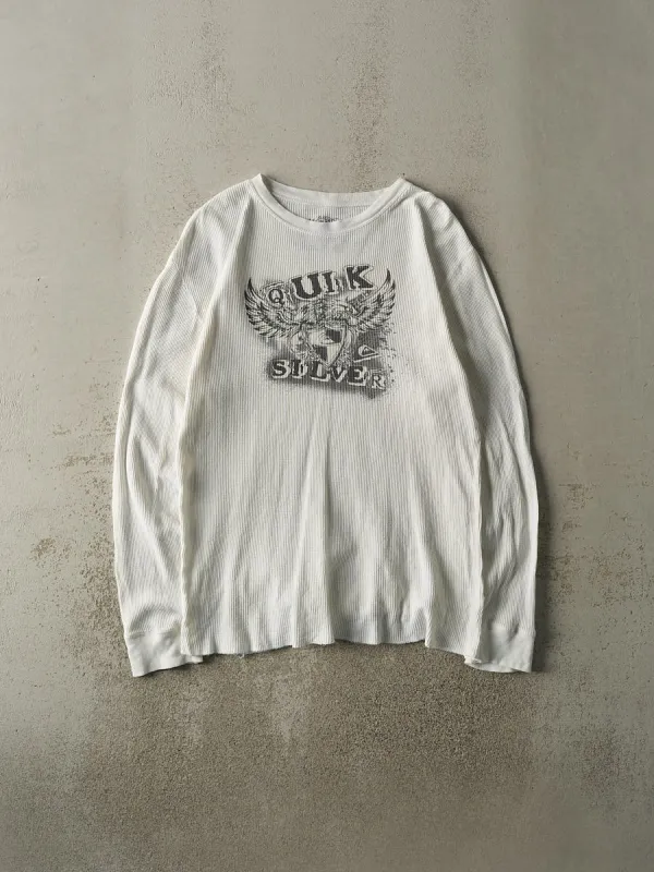 Vintage Y2K White Quiksilver Thermal Long Sleeve (L/XL) sold by Rebalance Vintage