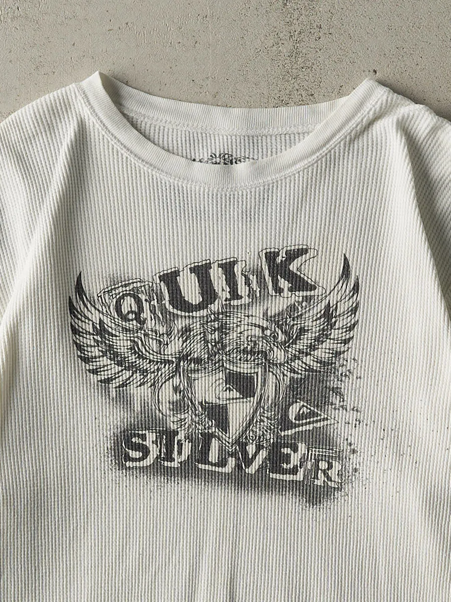 Vintage Y2K White Quiksilver Thermal Long Sleeve (L/XL) sold by Rebalance Vintage product image thumbnail 2