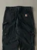 Vintage Y2K Faded Black Carhartt Double Knee Cargo Pants (33x34) sold by Rebalance Vintage