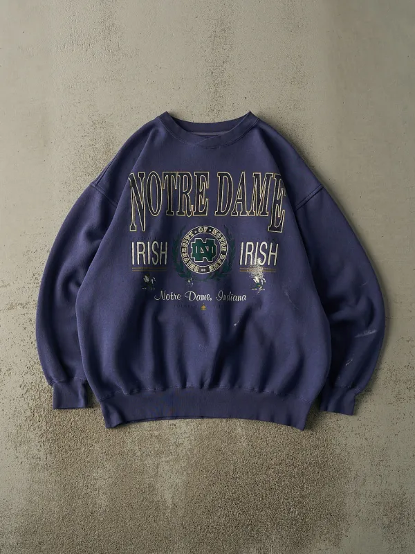 Vintage 90s Blue Notre Dame Fighting Irish Boxy Crewneck (L/XL) sold by Rebalance Vintage