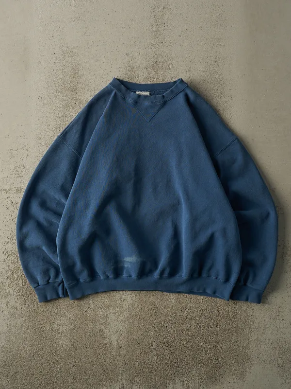 Vintage 90s Blue Blank Boxy Crewneck (M/L) sold by Rebalance Vintage
