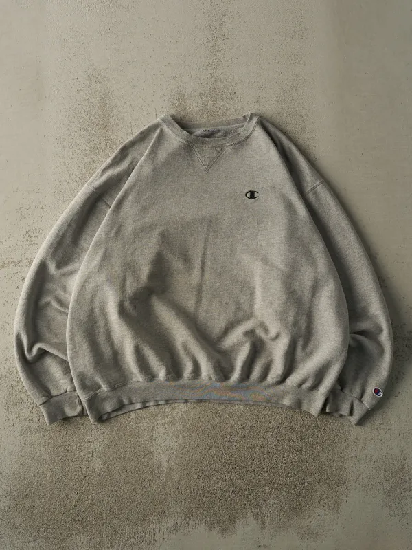 Vintage 90s Grey Champion Embroidered Boxy Crewneck (L) sold by Rebalance Vintage