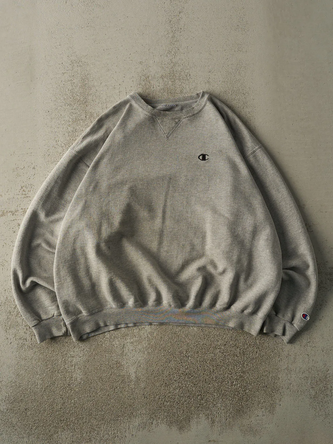Vintage 90s Grey Champion Embroidered Boxy Crewneck (L) sold by Rebalance Vintage