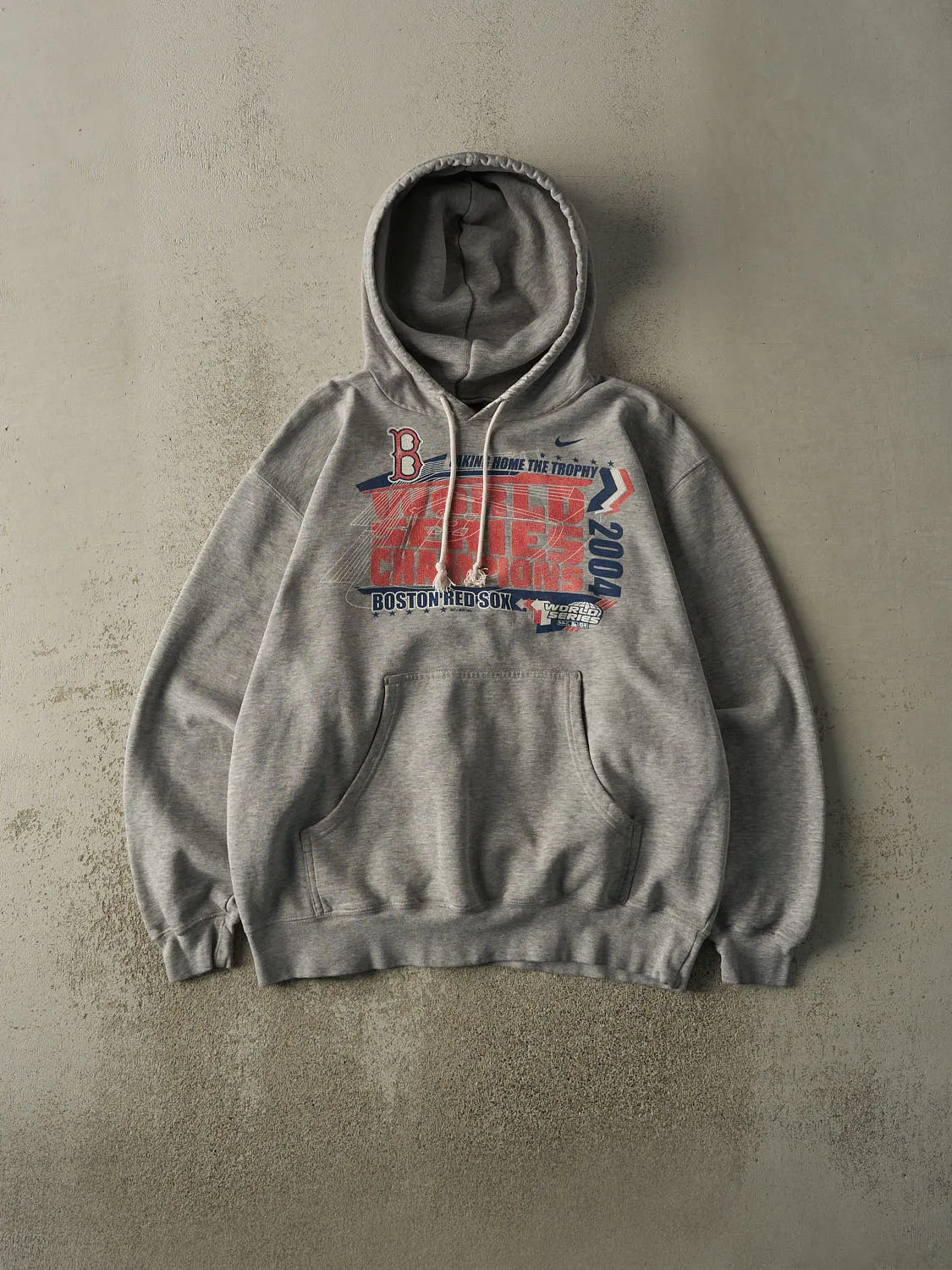 Vintage 04' Grey Boston Red Sox World Series Nike Boxy Hoodie (L/XL) sold by Rebalance Vintage