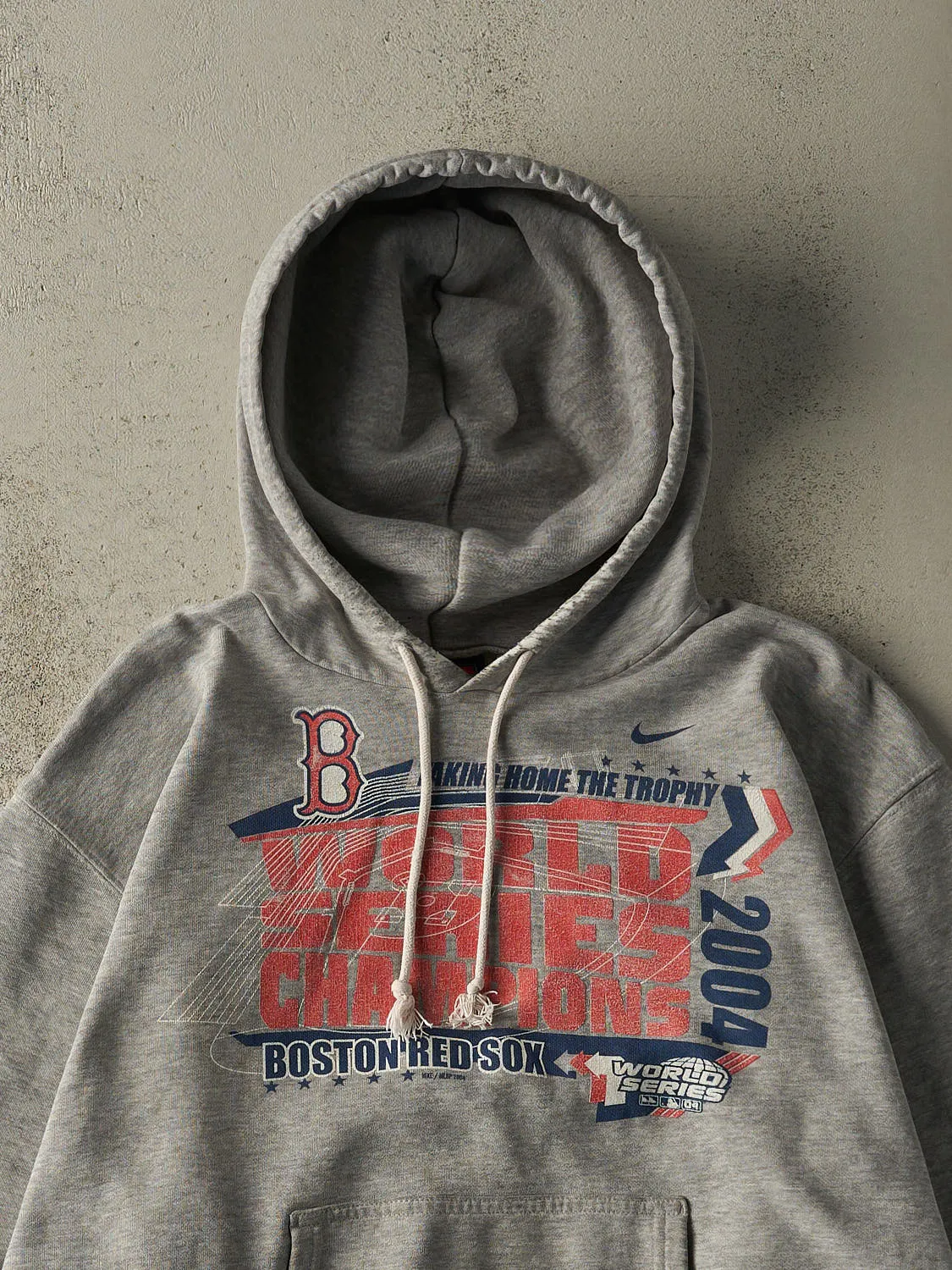 Vintage 04' Grey Boston Red Sox World Series Nike Boxy Hoodie (L/XL) sold by Rebalance Vintage product image thumbnail 2