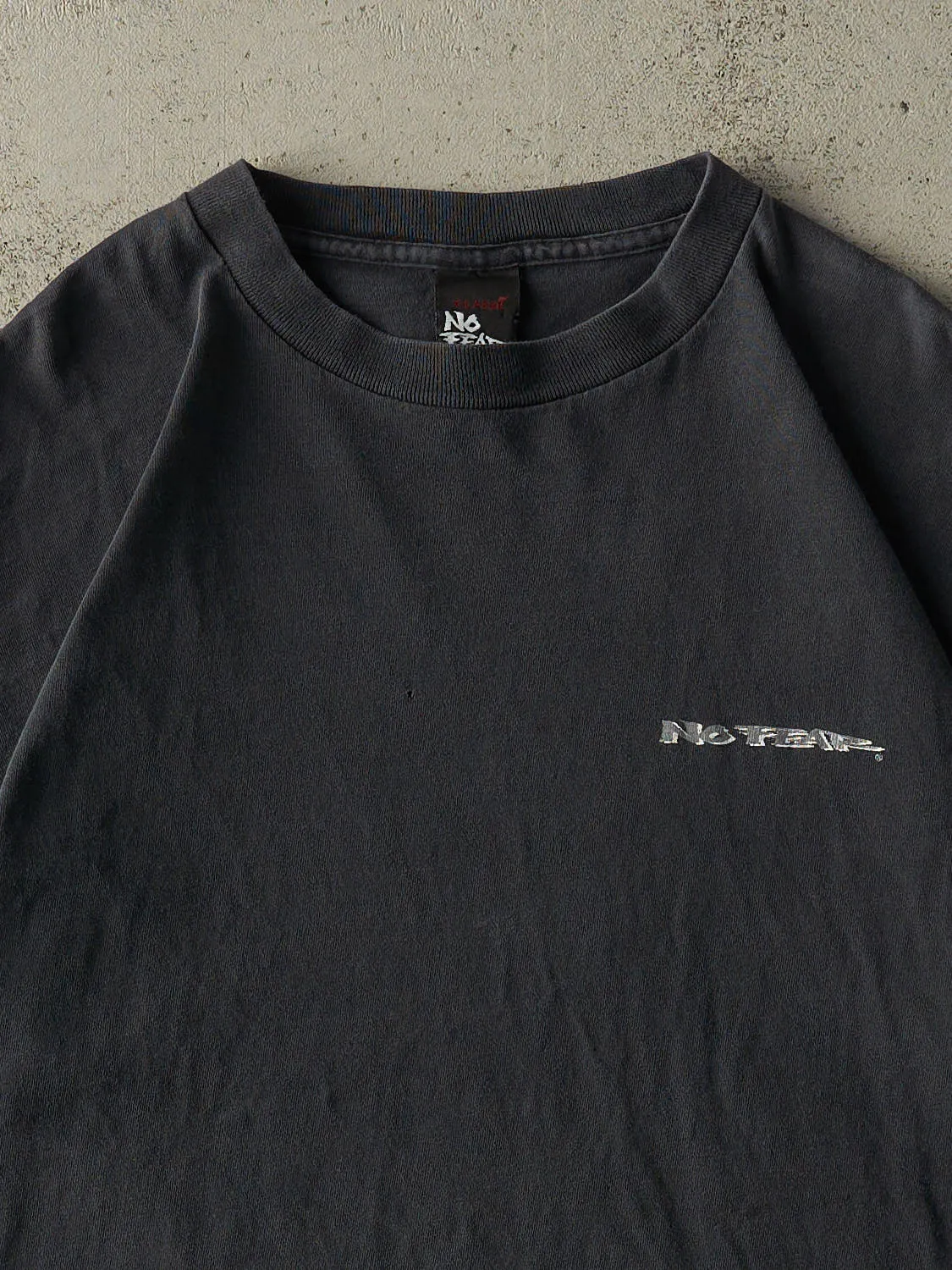 Vintage 95' Faded Black No Fear "Living on the Edge" Single Stitch Tee (L/XL) sold by Rebalance Vintage product image thumbnail 3