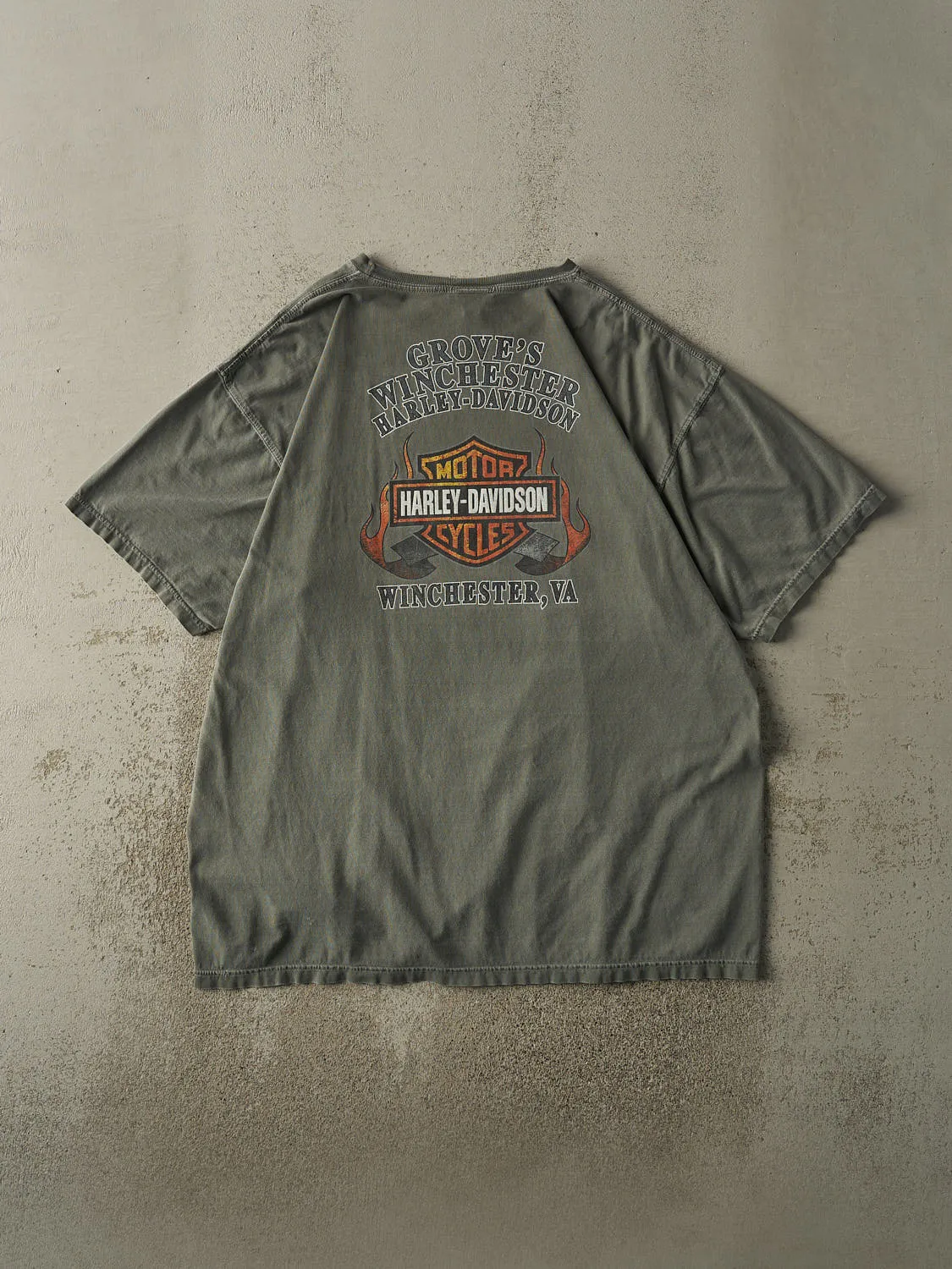 Vintage 09' Washed Green Winchester, VA Harley Davidson Tee (XL/XXL) sold by Rebalance Vintage