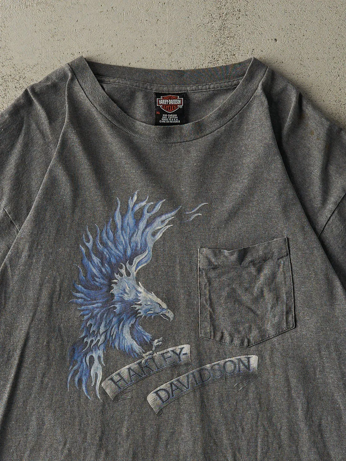 Vintage Y2K Charcoal Grey Topeka Kansas Harley Davidson Pocket Tee (XL) sold by Rebalance Vintage product image thumbnail 4