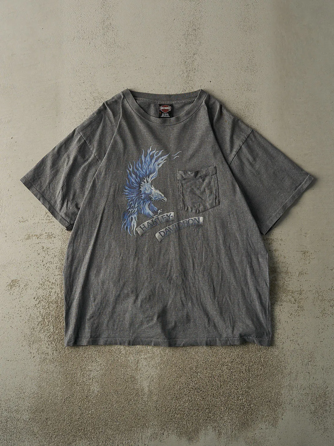 Vintage Y2K Charcoal Grey Topeka Kansas Harley Davidson Pocket Tee (XL) sold by Rebalance Vintage