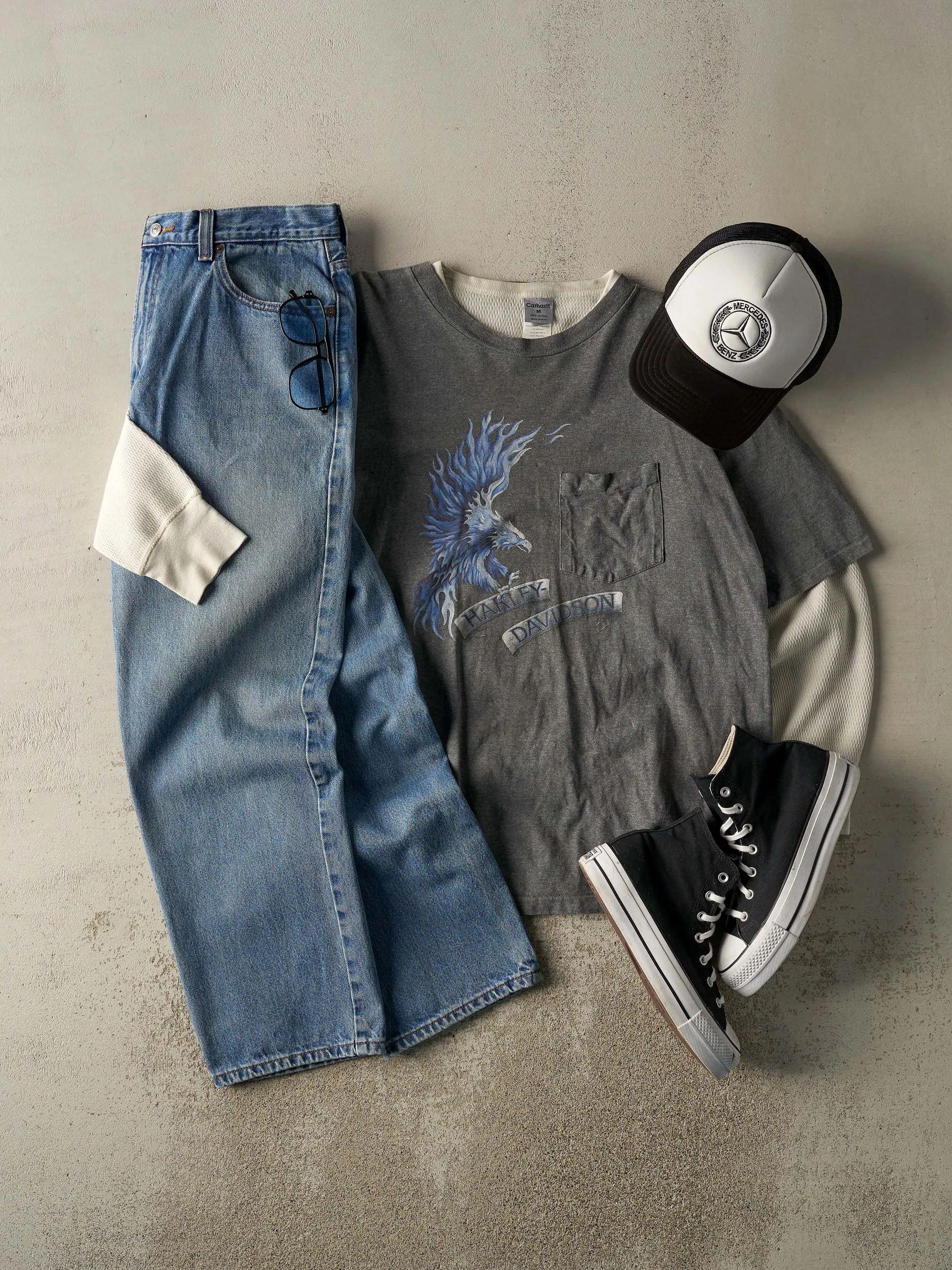 Vintage Y2K Charcoal Grey Topeka Kansas Harley Davidson Pocket Tee (XL) sold by Rebalance Vintage product image thumbnail 2