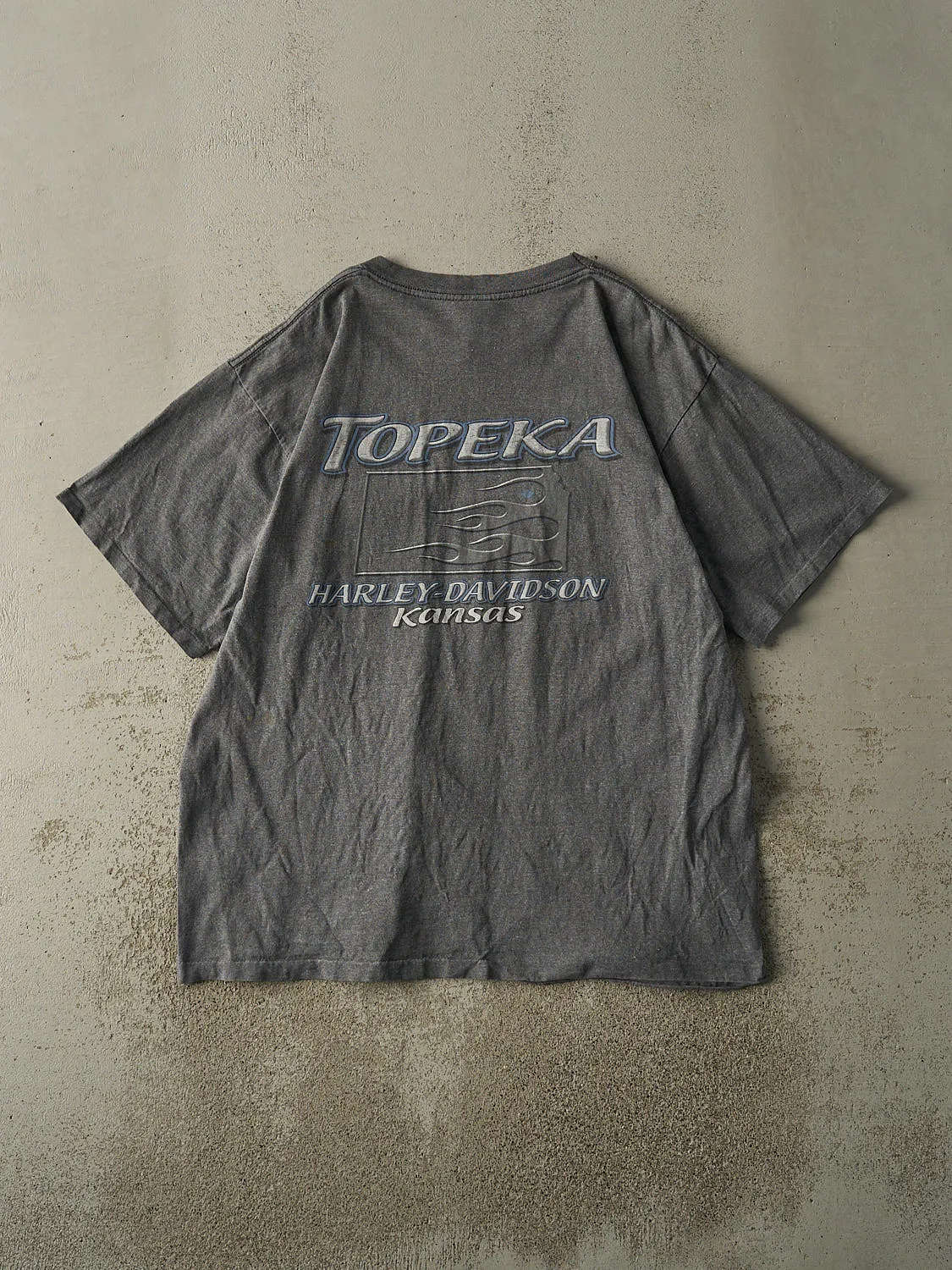 Vintage Y2K Charcoal Grey Topeka Kansas Harley Davidson Pocket Tee (XL) sold by Rebalance Vintage product image thumbnail 3