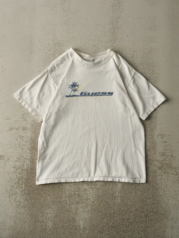 Vintage 90s White Guess Logo Tee (S/M) sold by Rebalance Vintage