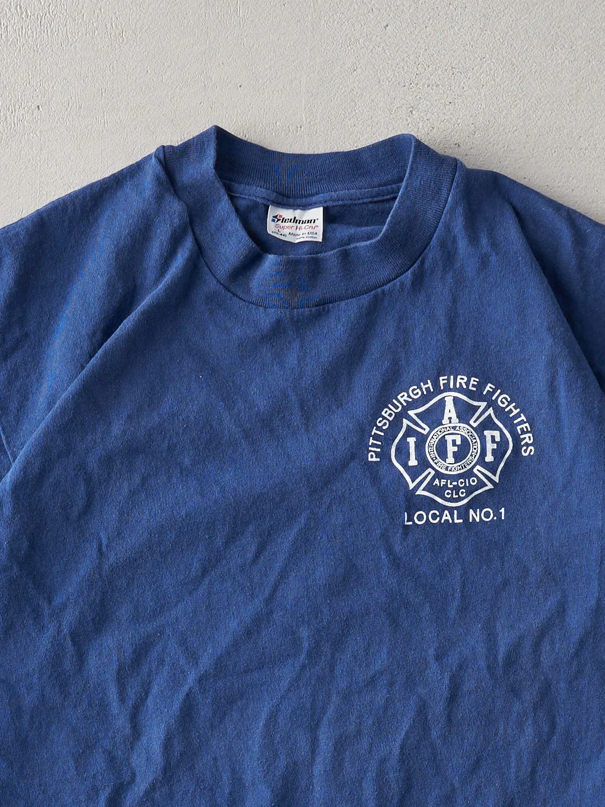 Vintage 90s Navy Pittsburgh Fire Dept Tee (M) sold by Rebalance Vintage product image thumbnail 2
