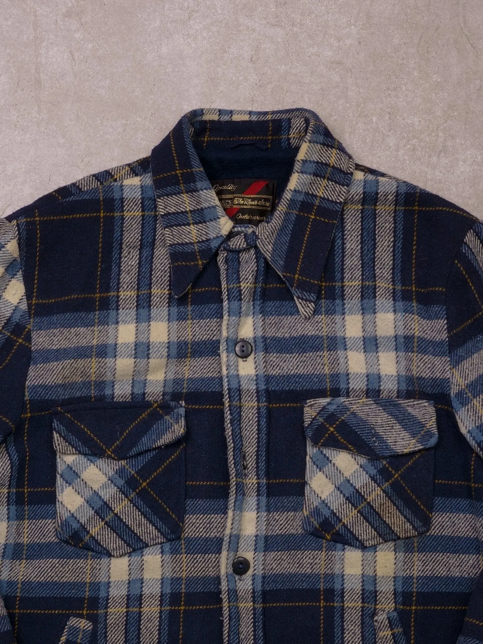 Vintage 90s Blue Plaid Sears Wool Inned Lined Jacket (L) sold by Rebalance Vintage product image thumbnail 2