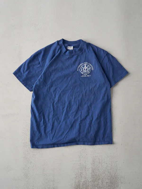 Vintage 90s Navy Pittsburgh Fire Dept Tee (M) sold by Rebalance Vintage