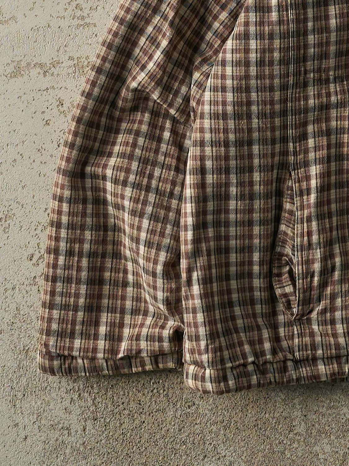 Vintage 90s Brown Plaid Zip Up Work Jacket (L) sold by Rebalance Vintage product image thumbnail 3