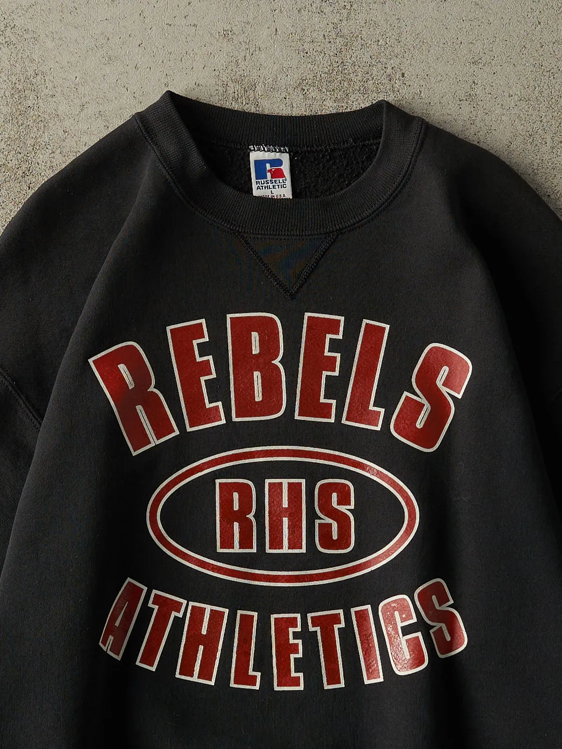 Vintage 90s Black RHS Rebels Russell Athletic Crewneck (M/L) sold by Rebalance Vintage product image thumbnail 2