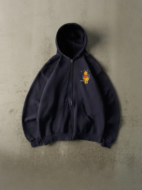 Vintage Y2K Navy Blue Winnie The Pooh Zip Up Hoodie (L) sold by Rebalance Vintage