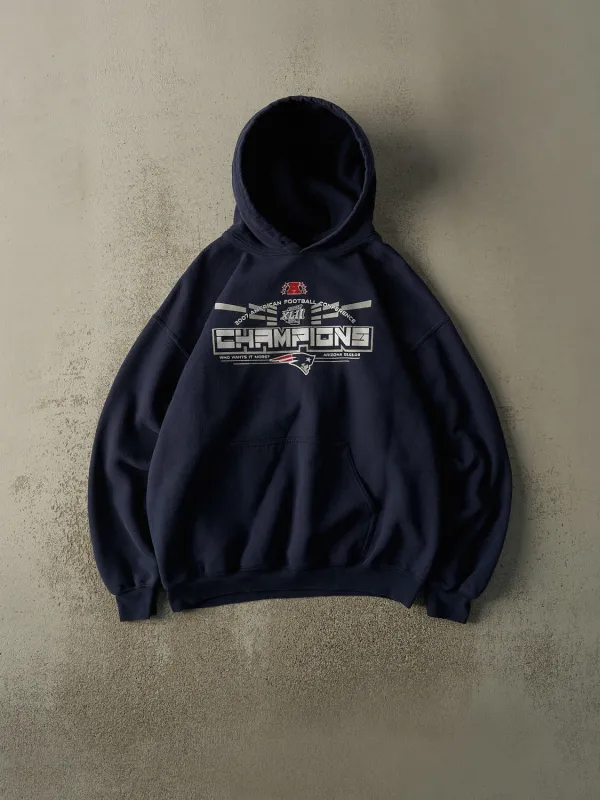 Vintage 08' Navy Blue New England Patriots AFC Champions Hoodie (L) sold by Rebalance Vintage