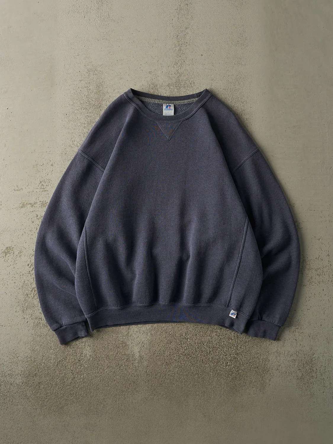 Vintage Y2K Washed Navy Russell Athletic Blank Crewneck (L/XL) sold by Rebalance Vintage