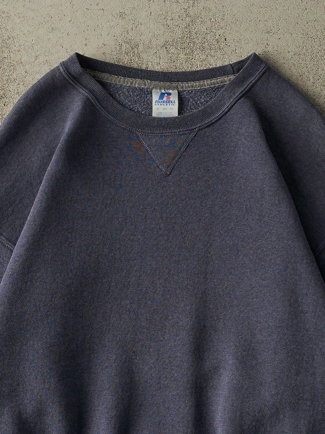 Vintage Y2K Washed Navy Russell Athletic Blank Crewneck (L/XL) sold by Rebalance Vintage product image thumbnail 2