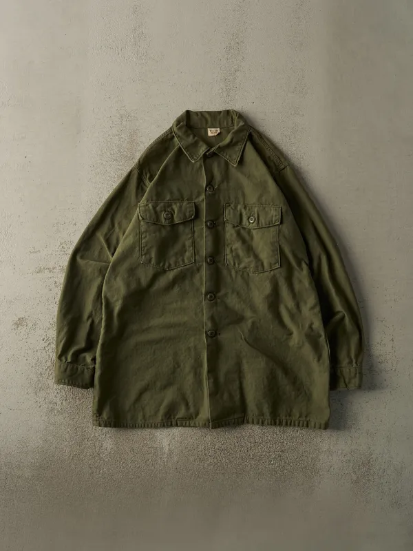 Vintage 80s Army Green Military Button Up Long Sleeve (XL) sold by Rebalance Vintage
