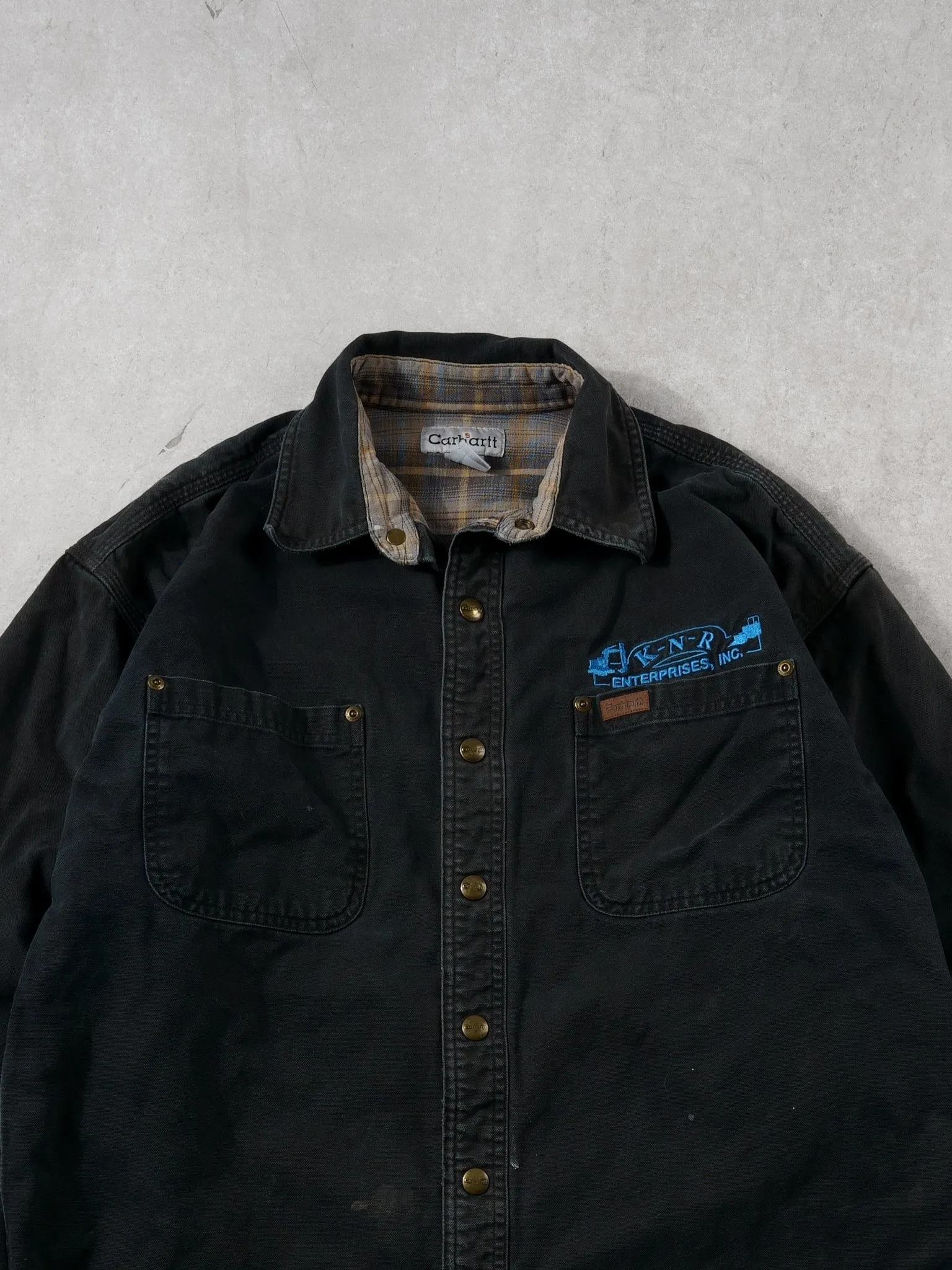 Vintage 90s Black Carhartt Denim Lined Collared Button Up (M) sold by Rebalance Vintage product image thumbnail 2